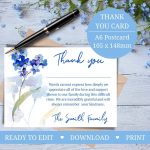 Forget Me Not Thank You Card Funeral Template