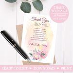 Protea Thank You Card Template For Fiuneral